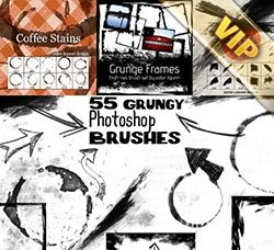 PS笔刷：55 Grunge Photoshop Brushes Bundle